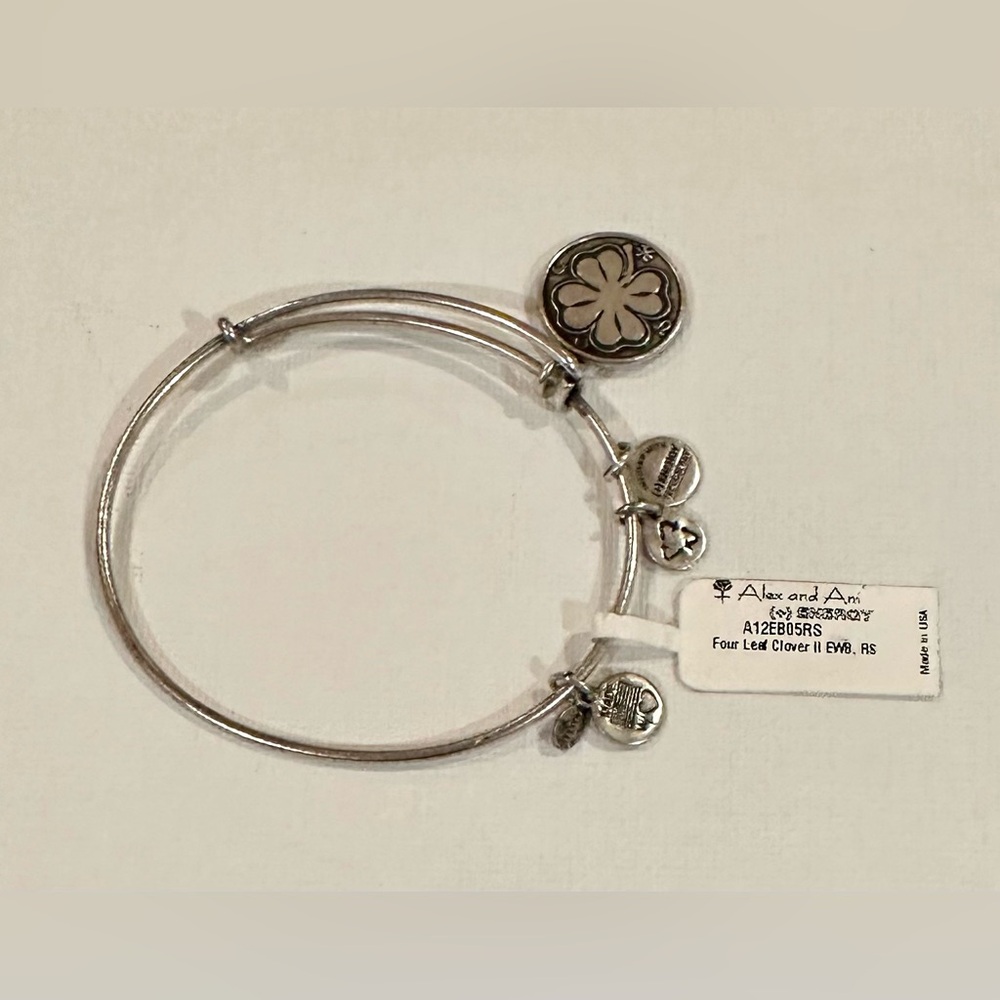 Alex and Ani Silver Four Leaf Clover Charm Bracelet
